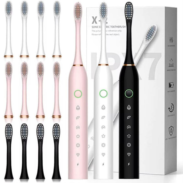 Escova De Dentes Eletrica IPX7 Com Cabeça Substituível Inteligente Ultrassônico A Prova Dagua - Kaype Store