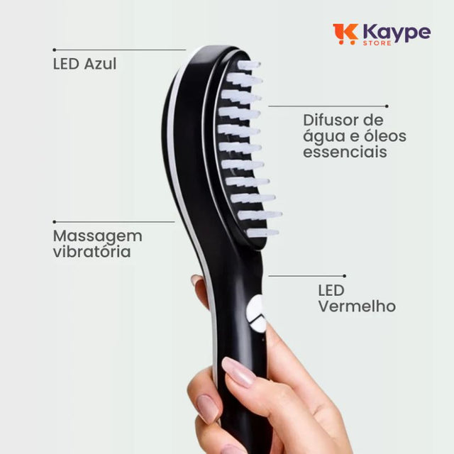 Escova de Terapia Capilar NanoBrush - Cromoterapia + Massagem + Aromaterapia | Combate Queda e Falhas