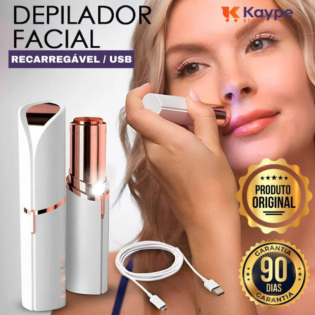 Depilador Facial GlowCare™ - Pele Lisa Sem Dor, Cortes ou Irritações (Tecnologia 18K)
