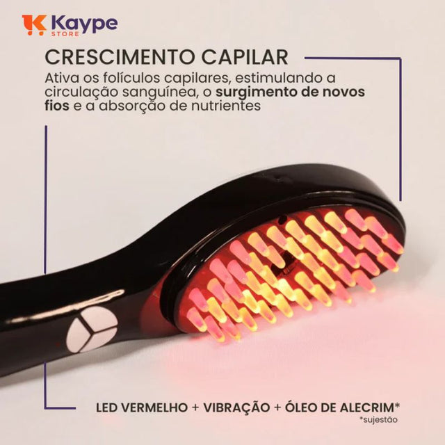 Escova de Terapia Capilar NanoBrush - Cromoterapia + Massagem + Aromaterapia | Combate Queda e Falhas