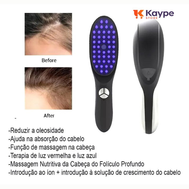 Escova de Terapia Capilar NanoBrush - Cromoterapia + Massagem + Aromaterapia | Combate Queda e Falhas