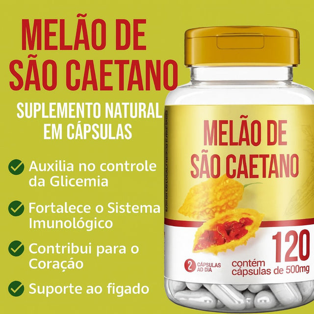 Melão de São Caetano Original em Cápsulas 500mg – Suplemento Natural para Controle da Glicose
