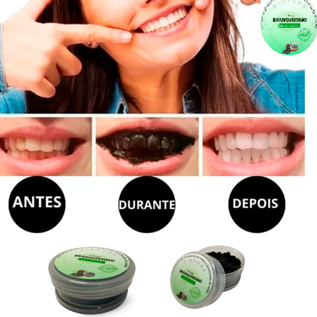 Pó Dental Clareador Natural Carvão Ativado Óleo Menta E Coco - Branquíssimo - BioPura | Kaype Store