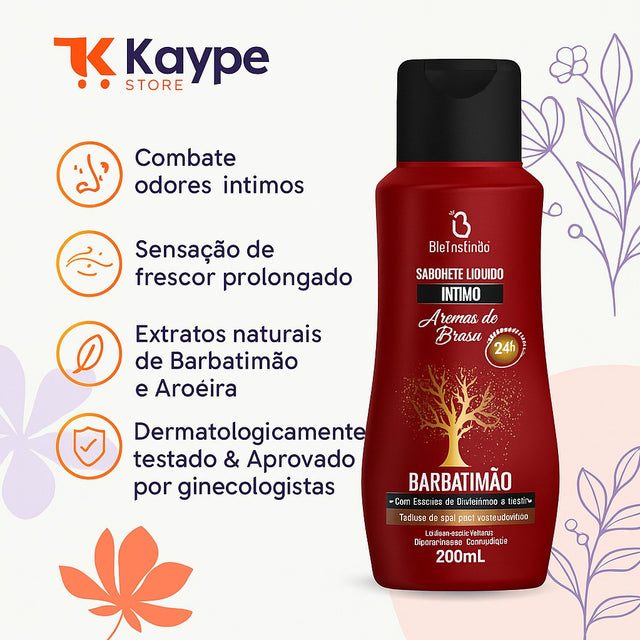 Sabonete Íntimo de Barbatimão 200ml – Alívio Natural para Coceira, Odor e Corrimento Vaginal