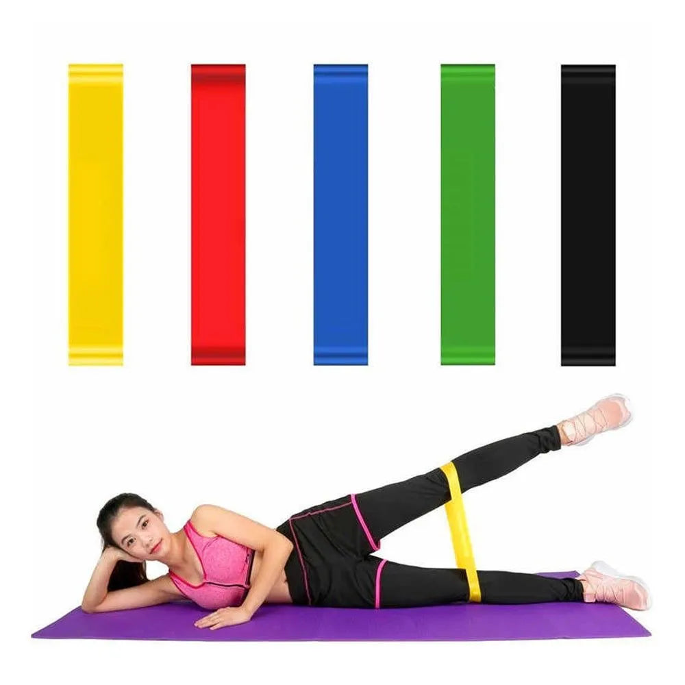 Kit 5 Faixas Elásticas para Exercicios em Casa - Extensor Academia Pilates Fitness Crossfit