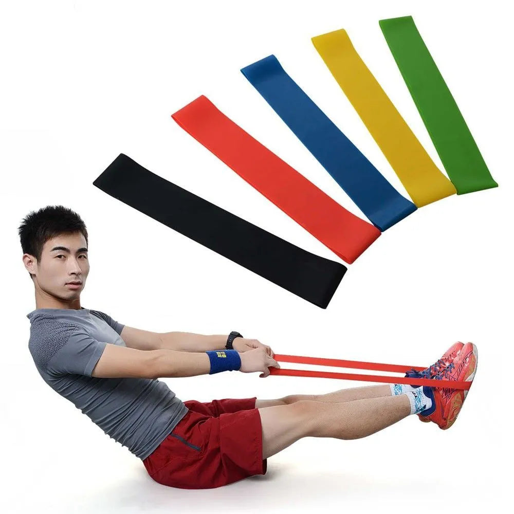 Kit 5 Faixas Elásticas para Exercicios em Casa - Extensor Academia Pilates Fitness Crossfit