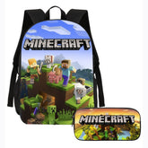 Kit Mochila com Bolso Lateral e Estojo - Minecraft