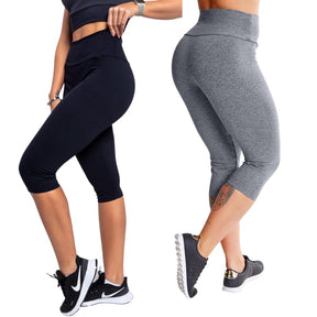 Kit 2 Calça Legging Corsário Cintura Alta Feminina Academia Fitness Lisa - Kaype Store