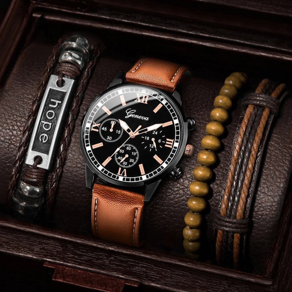 Relógio De Quartzo Masculino Luxure Premium+ Kit de Pulseira