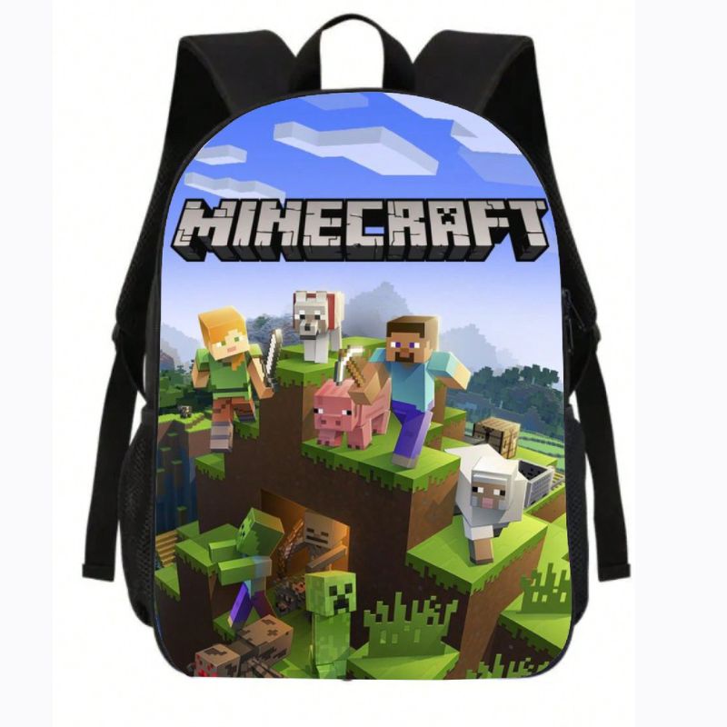 Kit Mochila com Bolso Lateral e Estojo - Minecraft