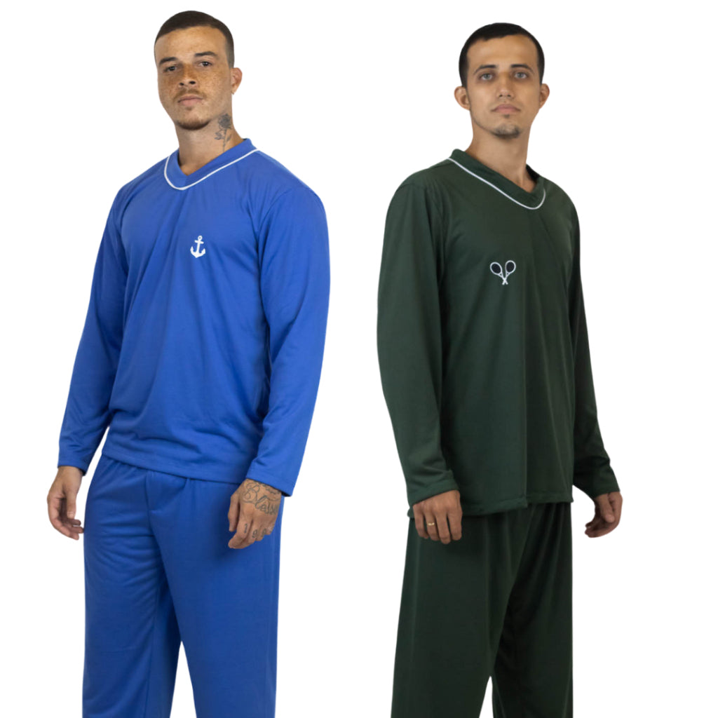 Kit 2 Pijama Longo Masculino Adulto - Pijama Para Inverno e Frio