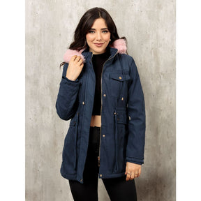 Casaco Parka de Sarja Feminino Forrada com Capuz Removível - Kaype Store