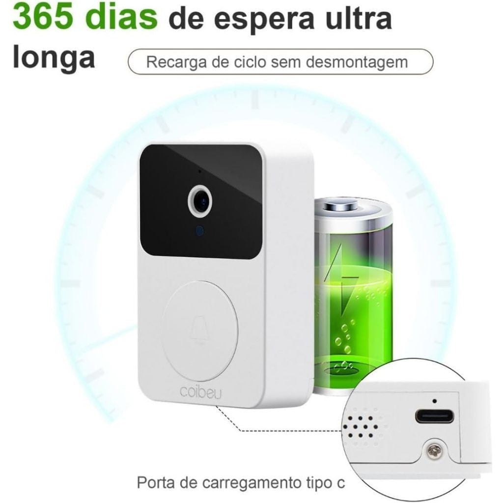 Campainha Com Câmera Vídeo Porteiro Sem Fio Wi-Fi HD Inteligente Smart Home - Kaype Store