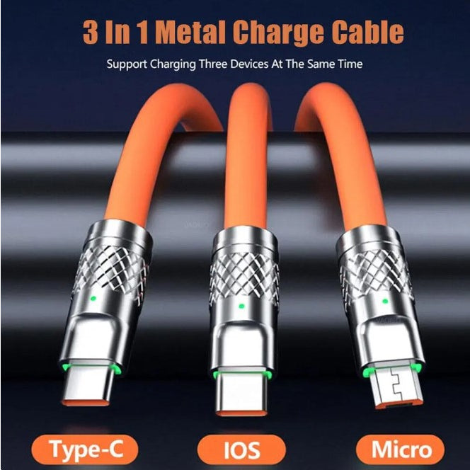 Cabo de Carregamento Rápido de Metal 3 em 1: A Solução Universal de Carregamento - Kaype Store