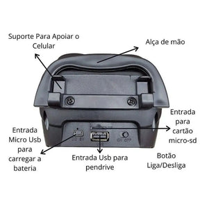 Caixa de Som Bluetooth Potente e Recarregável com Suporte para Celular - Kaype Store