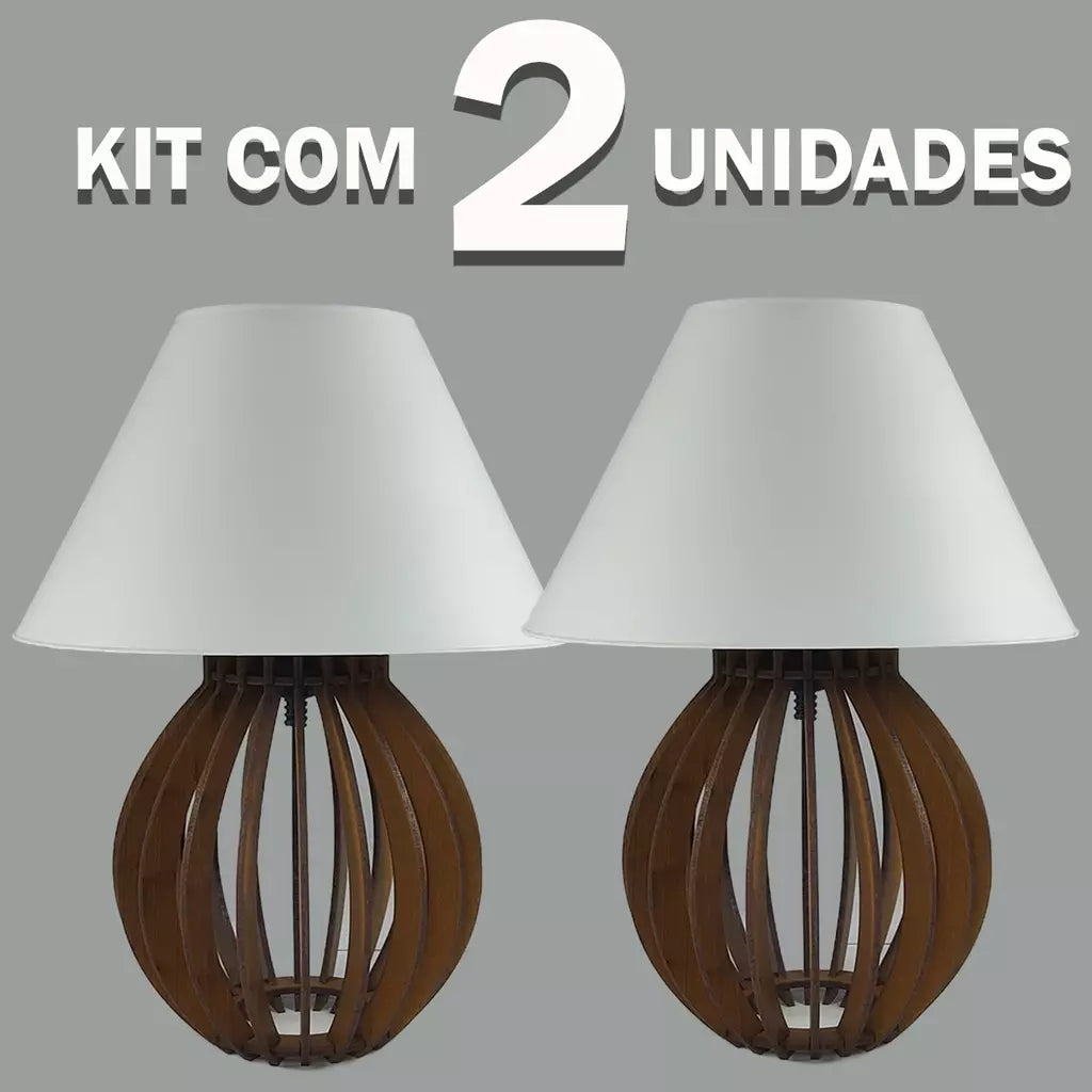 Kit 2 unidades Abajur La Finesse Cupula Branco - Luminária Para Decoração Quarto e Sala - Kaype Store