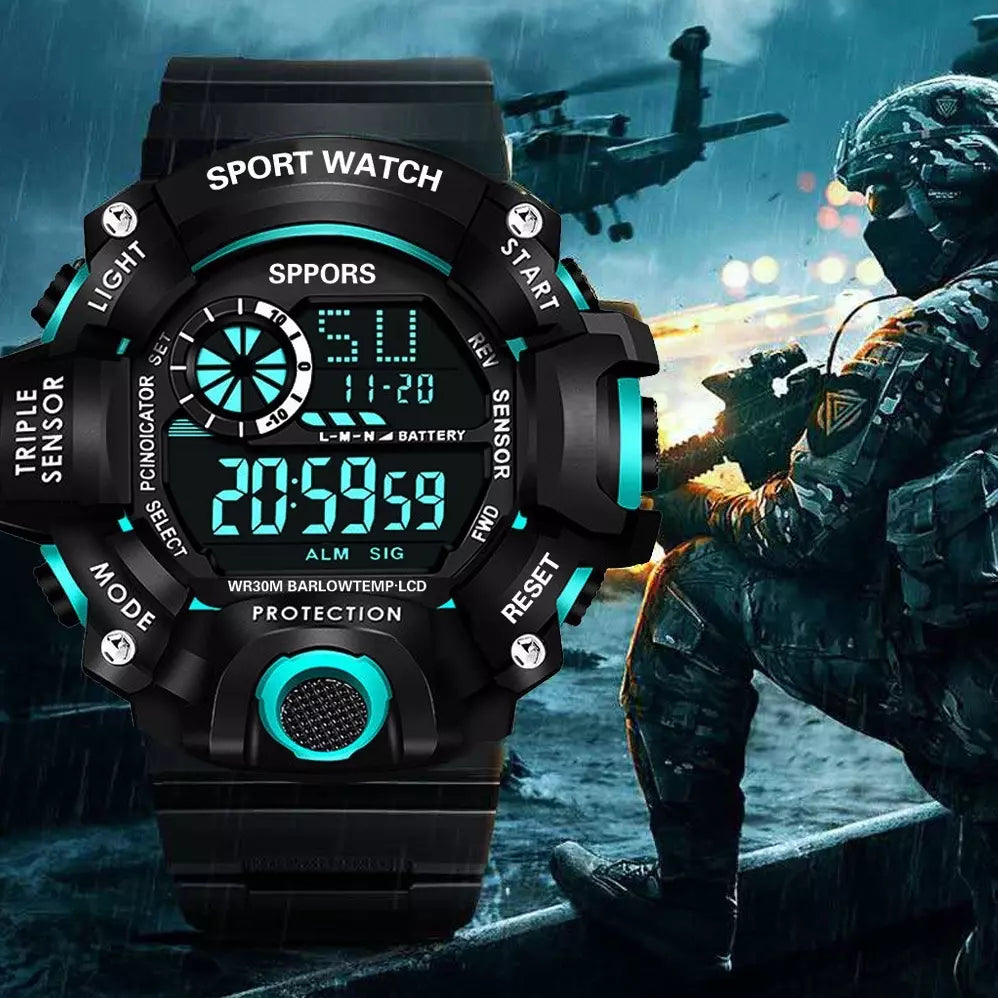 Relógio Masculino Multifuncional à Prova d'Água e Eletrônico Luminoso com Despertador - Kaype Store