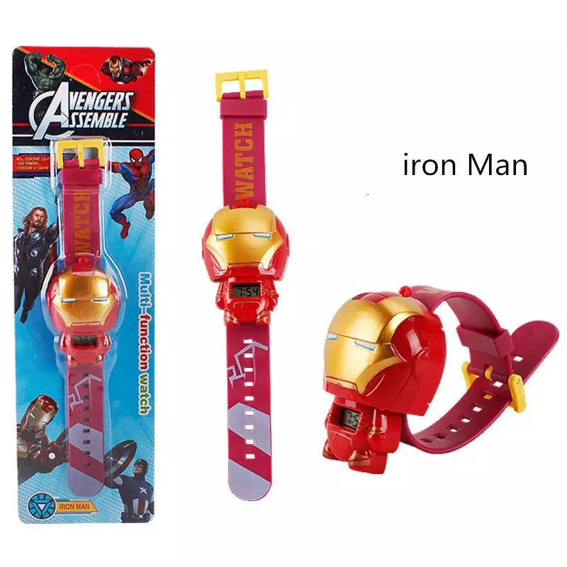 Super Relógio Infantil Herois - Homem Aranha, Homem de Ferro, Capitão America, Hulk e Batman - Kaype Store