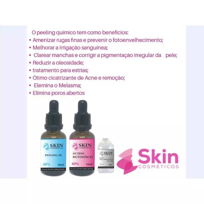 Kit Pele Rejuvenecida e Macia Peeling 3D 40% / Ácido Retinóico 40% Ácido TCA/ATA 35% - Kaype Store