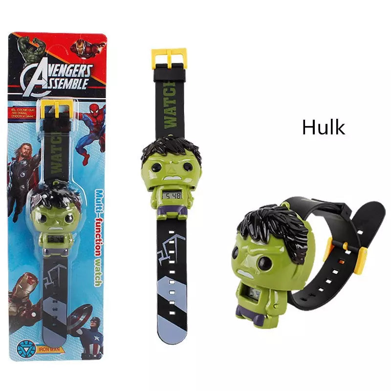 Super Relógio Infantil Herois - Homem Aranha, Homem de Ferro, Capitão America, Hulk e Batman - Kaype Store