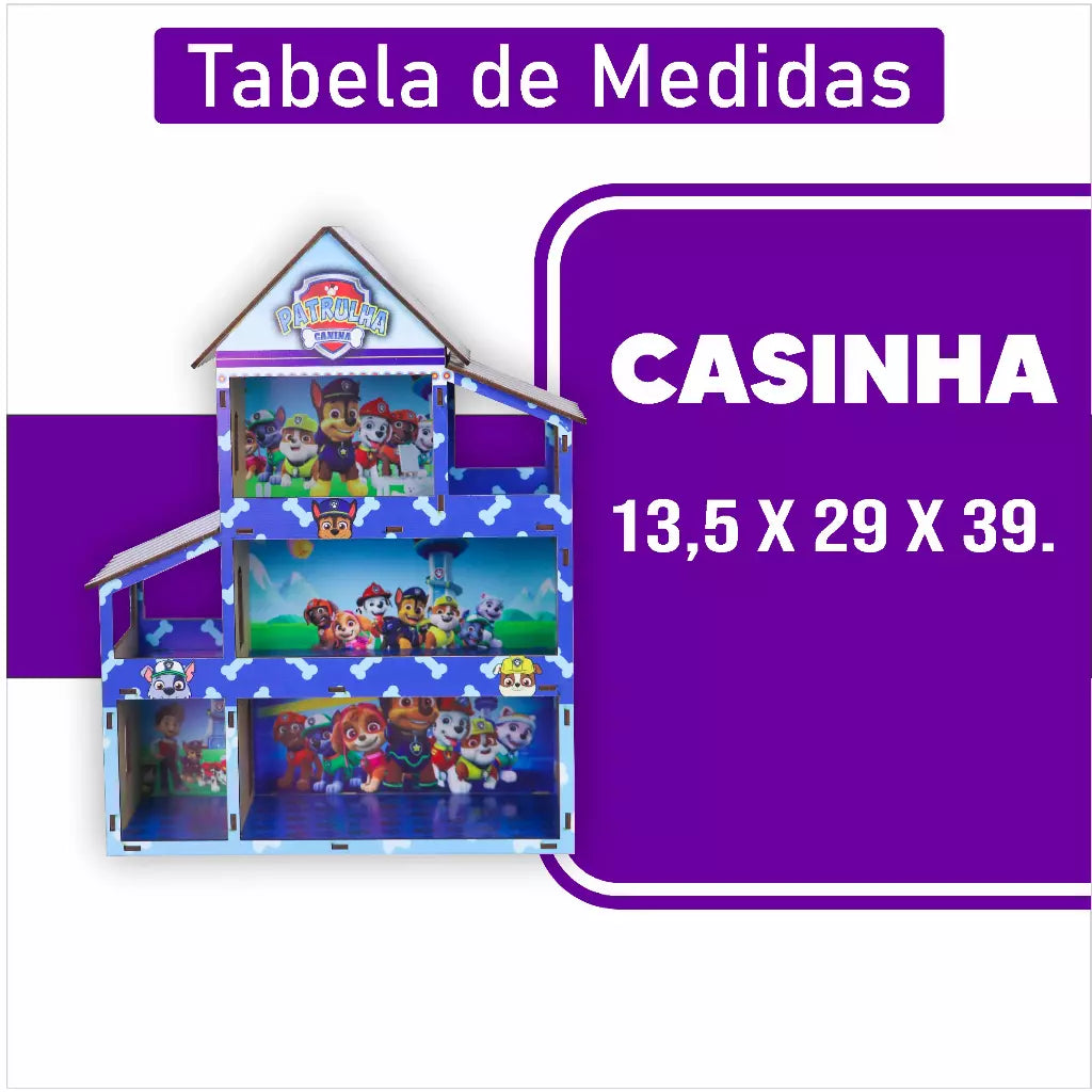 Casa Casinha de Boneca MDF Adesivada - Patrulha Canina - Kaype Store