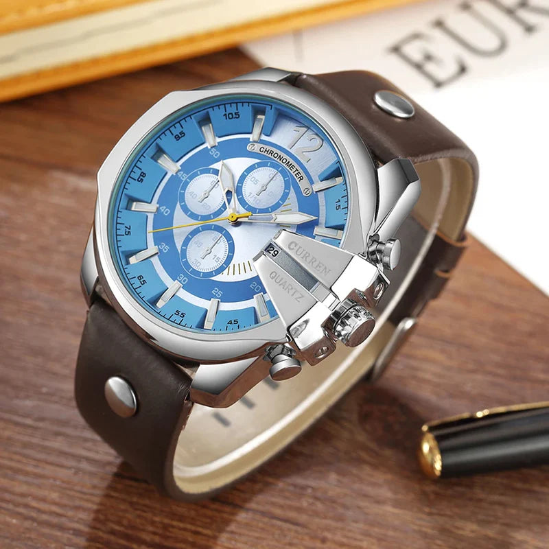 Relógio Masculino Curren de Luxo - Pulseira de Couro - Kaype Store