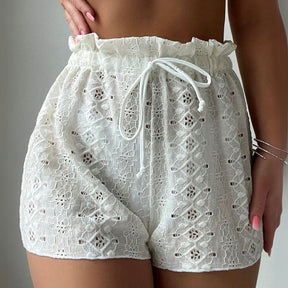 Shorts Feminino de Cintura em Renda - Flowerless - Kaype Store