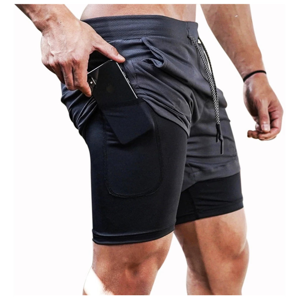 Shorts 2 em 1 Sport Fit Dry Fit com Elastano e Proteção UV - Kaype Store
