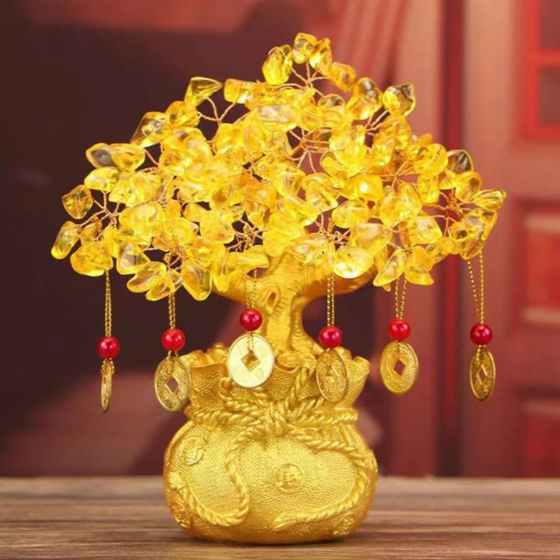 Árvore da Sorte para Riqueza e Prosperidade - Dourada - Kaype Store