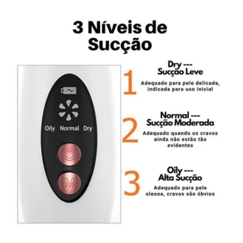 Removedor de Poros Elétrico 3 em 1 - Peeling Diamante - Kaype Store