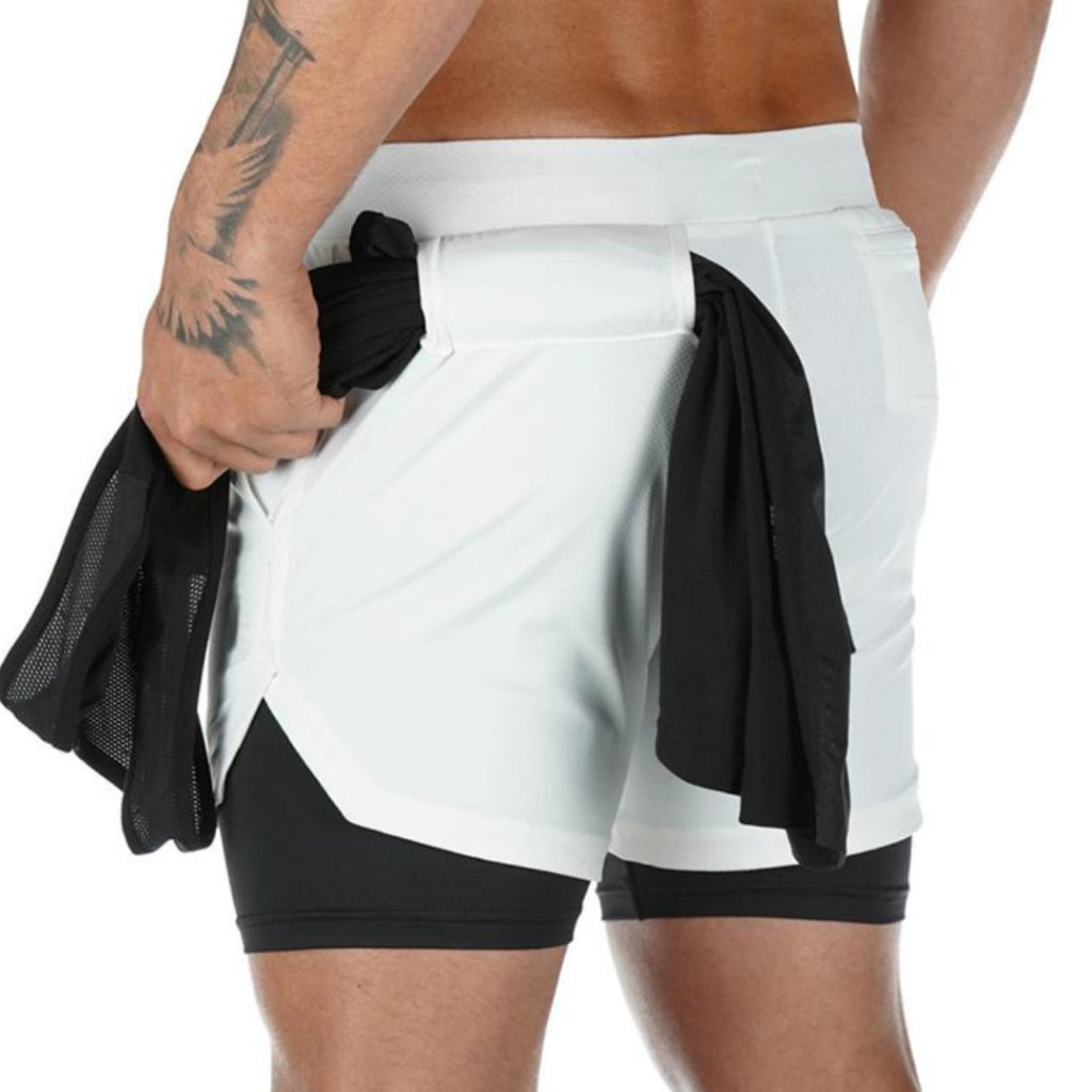 Shorts 2 em 1 Sport Fit Dry Fit com Elastano e Proteção UV