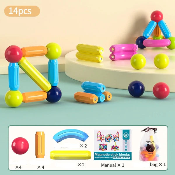 Blocos de Montar Magnéticos - Brinquedo Educativo Para Crianças BRQ004 Kaypestore 