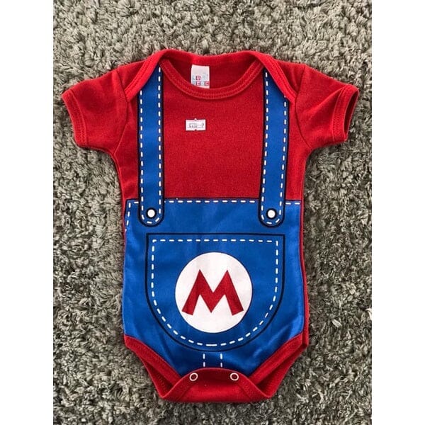 Body Roupinha de Bebe Temático Personalizada - BabyPremium MMB010 Kaypestore Super Mario P - 0 a 3 Meses 