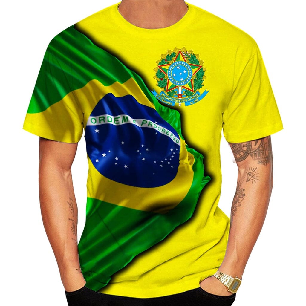 Camiseta Patriota "Ordem e Progresso" Bolsonaro001 Kaypestore Amarelo "Ordem e Progresso" P 