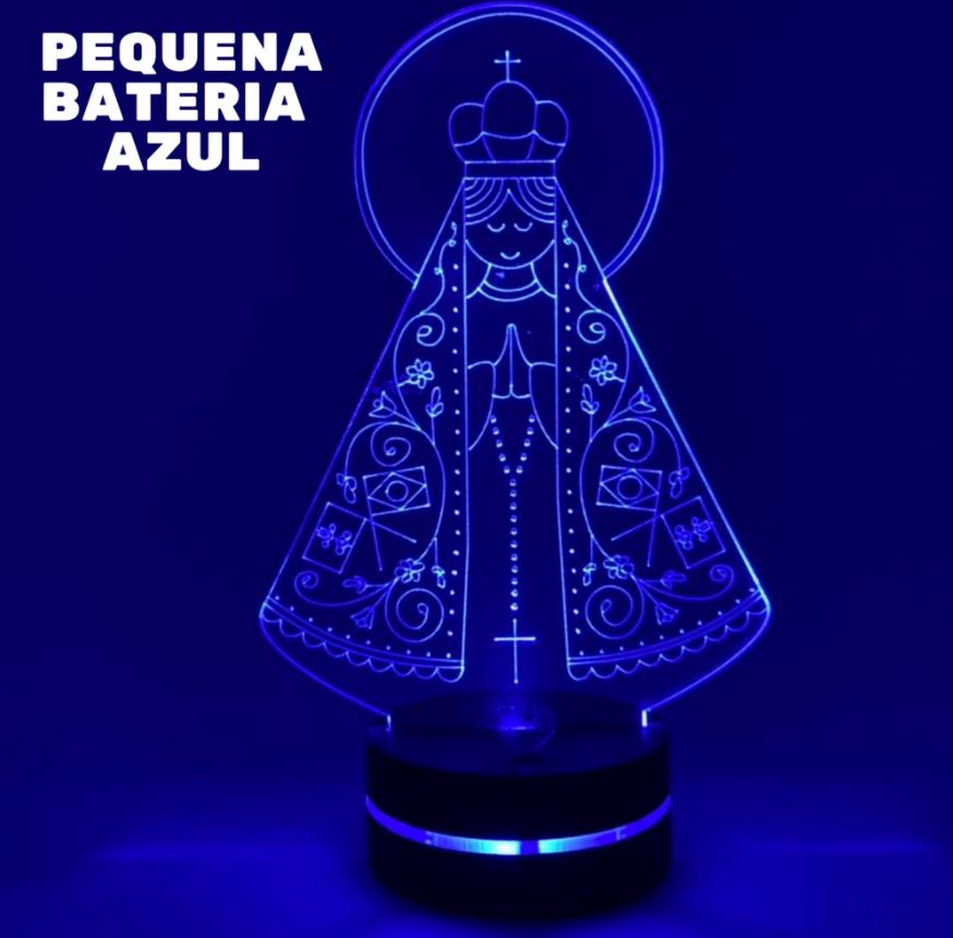 Luminaria Nossa Senhora de Aparecida 3D AR003 Kaypestore Azul 